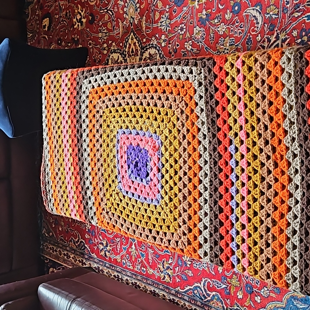 Crocheted Afghan blanket 54"x60"